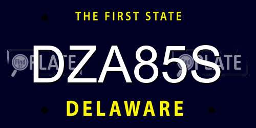 DZA85S Delaware License Plate
