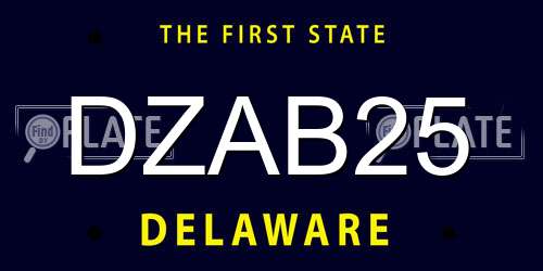 DZAB25 Delaware License Plate