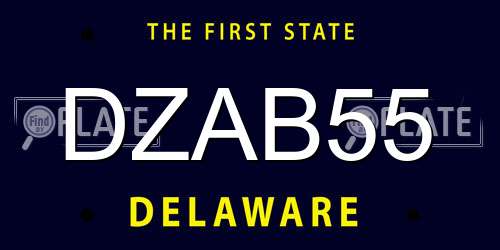 DZAB55 Delaware License Plate