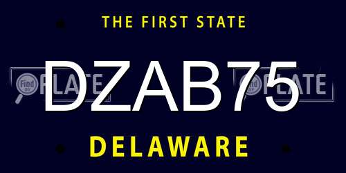 DZAB75 Delaware License Plate