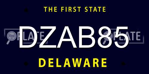 DZAB85 Delaware License Plate