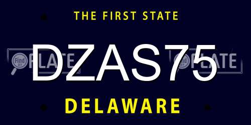 DZAS75 Delaware License Plate