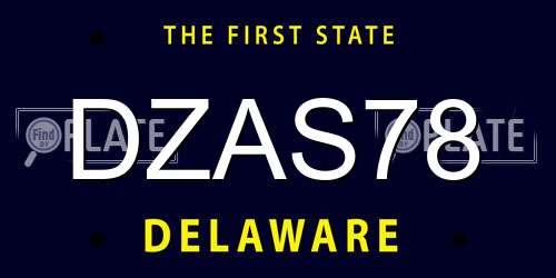 DZAS78 Delaware License Plate