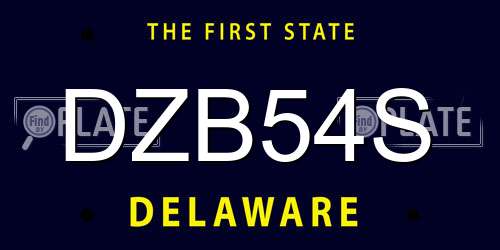 DZB54S Delaware License Plate