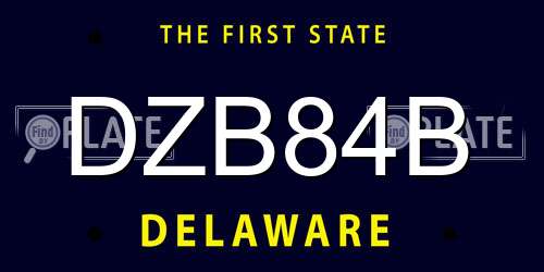 DZB84B Delaware License Plate