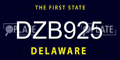 DZB925 Delaware License Plate