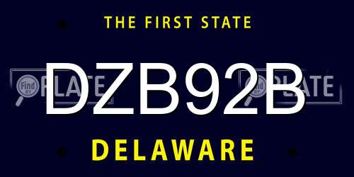 DZB92B Delaware License Plate