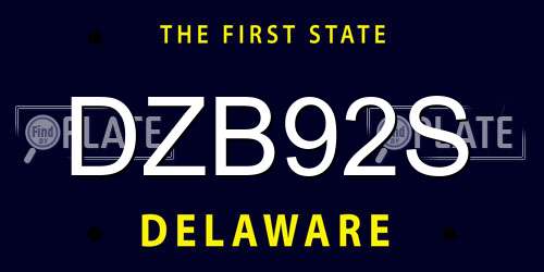 DZB92S Delaware License Plate