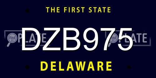 DZB975 Delaware License Plate