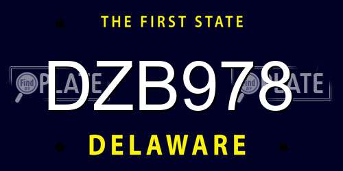DZB978 Delaware License Plate