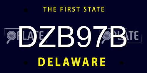 DZB97B Delaware License Plate