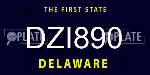 DZI890 Delaware License Plate