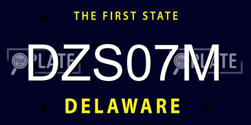 DZS07M Delaware License Plate