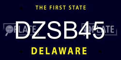 DZSB45 Delaware License Plate