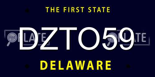 DZTO59 Delaware License Plate