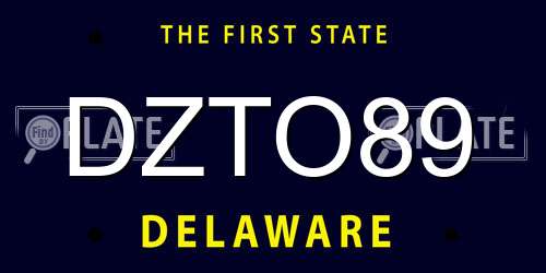 DZTO89 Delaware License Plate