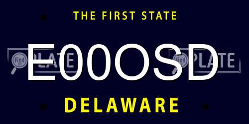 E00OSD Delaware License Plate