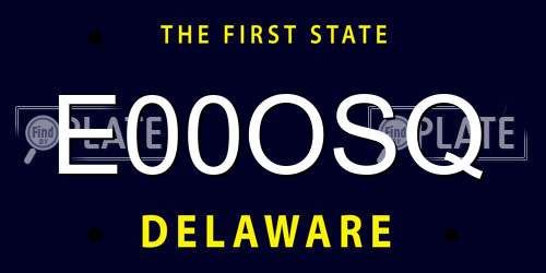 E00OSQ Delaware License Plate