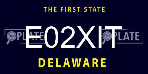 E02XIT Delaware License Plate