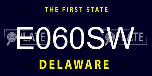 E060SW Delaware License Plate