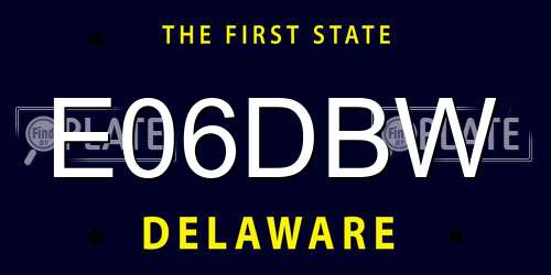 E06DBW Delaware License Plate