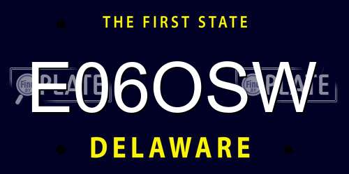 E06OSW Delaware License Plate