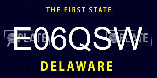 E06QSW Delaware License Plate