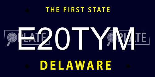 E20TYM Delaware License Plate