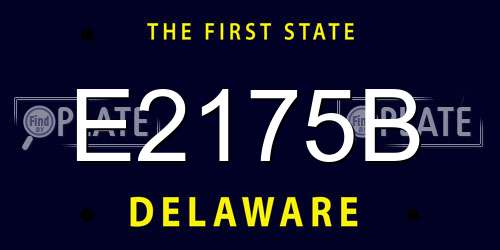 E2175B Delaware License Plate