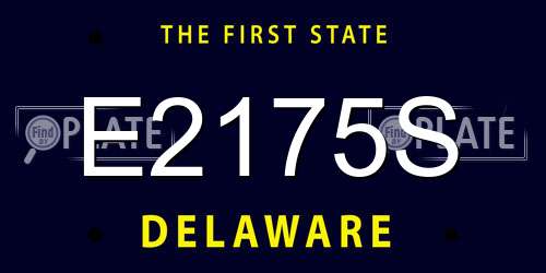 E2175S Delaware License Plate