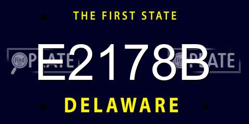 E2178B Delaware License Plate
