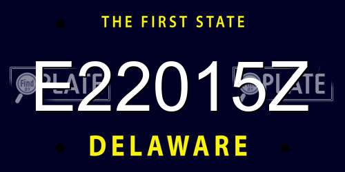 E22015Z Delaware License Plate