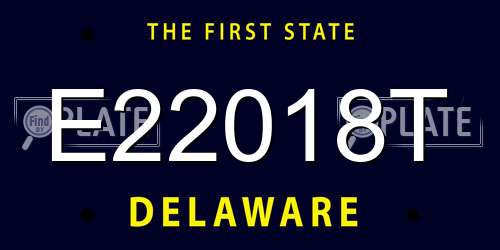 E22018T Delaware License Plate