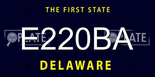 E220BA Delaware License Plate