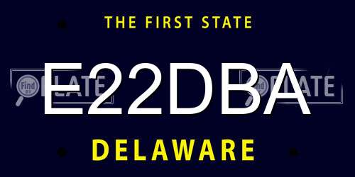 E22DBA Delaware License Plate