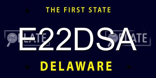 E22DSA Delaware License Plate
