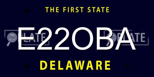 E22OBA Delaware License Plate