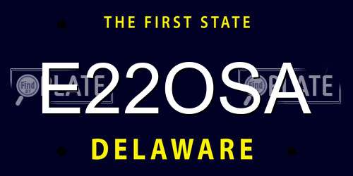 E22OSA Delaware License Plate