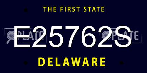 E25762S Delaware License Plate