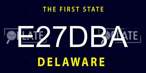 E27DBA Delaware License Plate