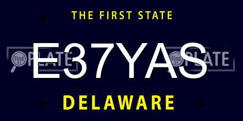 E37YAS Delaware License Plate