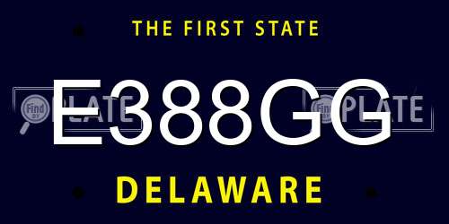 E388GG Delaware License Plate