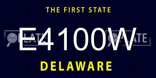 E4100W Delaware License Plate