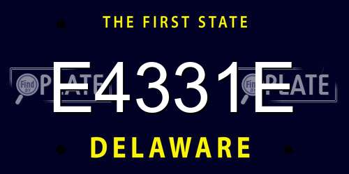 E4331E Delaware License Plate