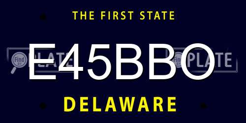 E45BBO Delaware License Plate