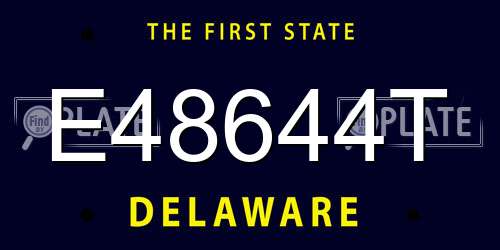 E48644T Delaware License Plate