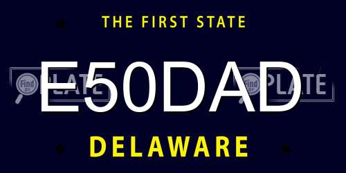 E50DAD Delaware License Plate