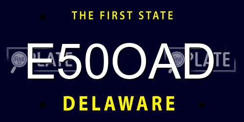 E50OAD Delaware License Plate