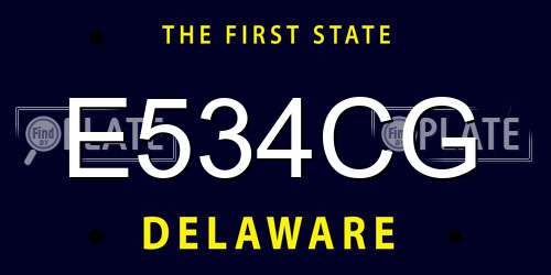 E534CG Delaware License Plate