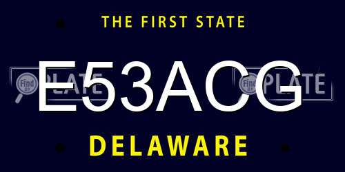 E53ACG Delaware License Plate